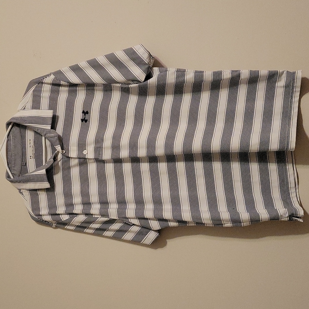 Under Armour Heatgear Men's Golf Shirt XL Blue/White Stripe